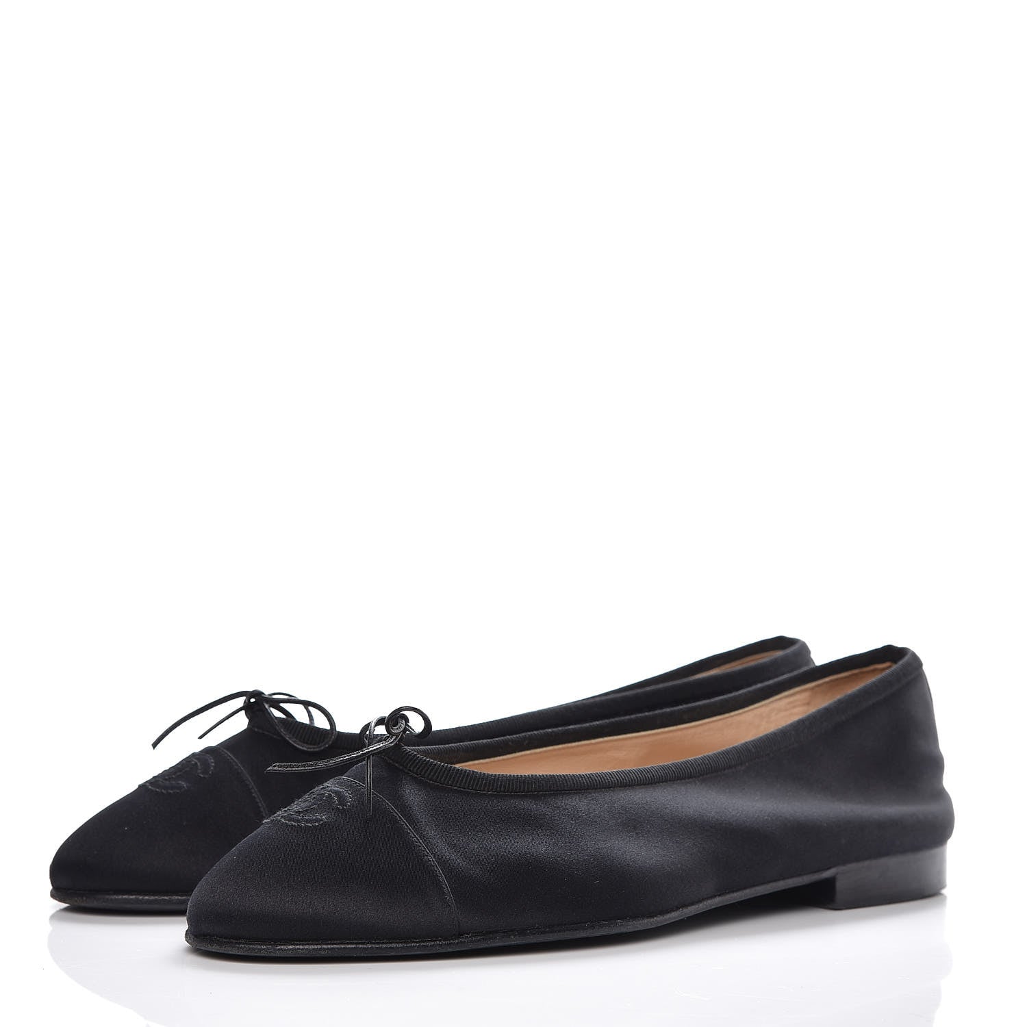 Chanel Satin Patent Cap Toe Ballerina Flats 39.5 Black 3 of 13