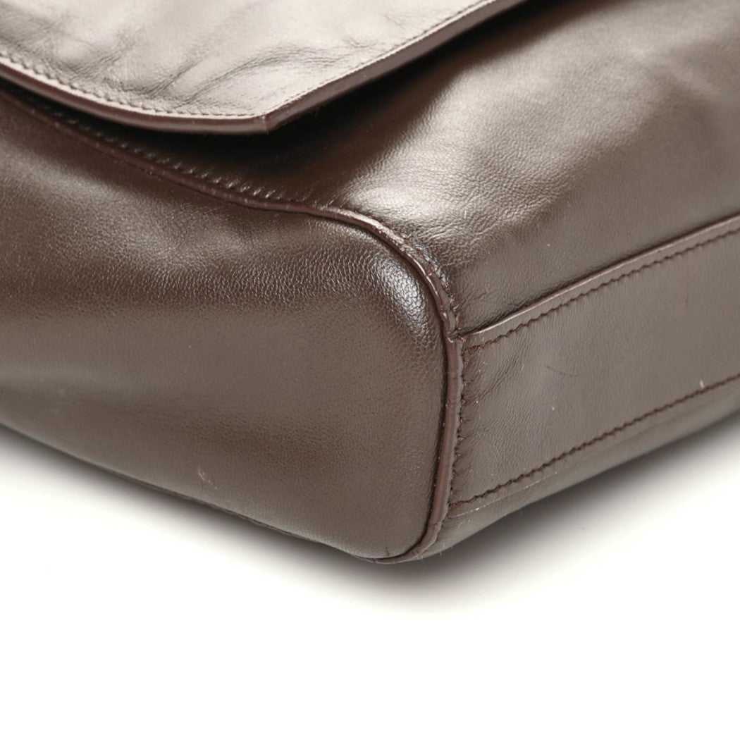 Smooth Calfskin Suede Medium Reversible Monogram Kate Satchel Military Brown