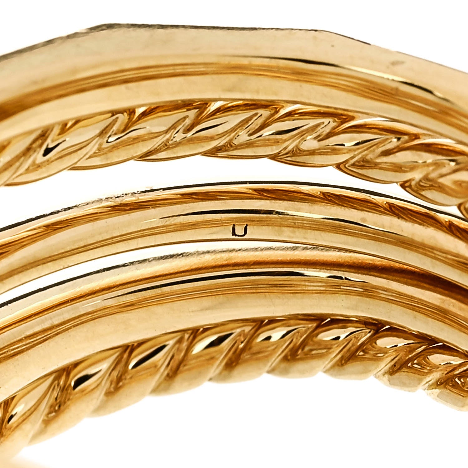 David Yurman 18K Yellow Gold Diamond 15mm Stax Five-Row Ring 57 8 4 of 6
