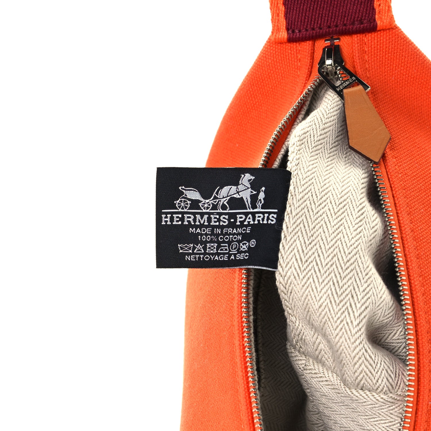 Hermes Canvas Small Bride-A-Brac Pouch Orange Burgundy 7 of 10
