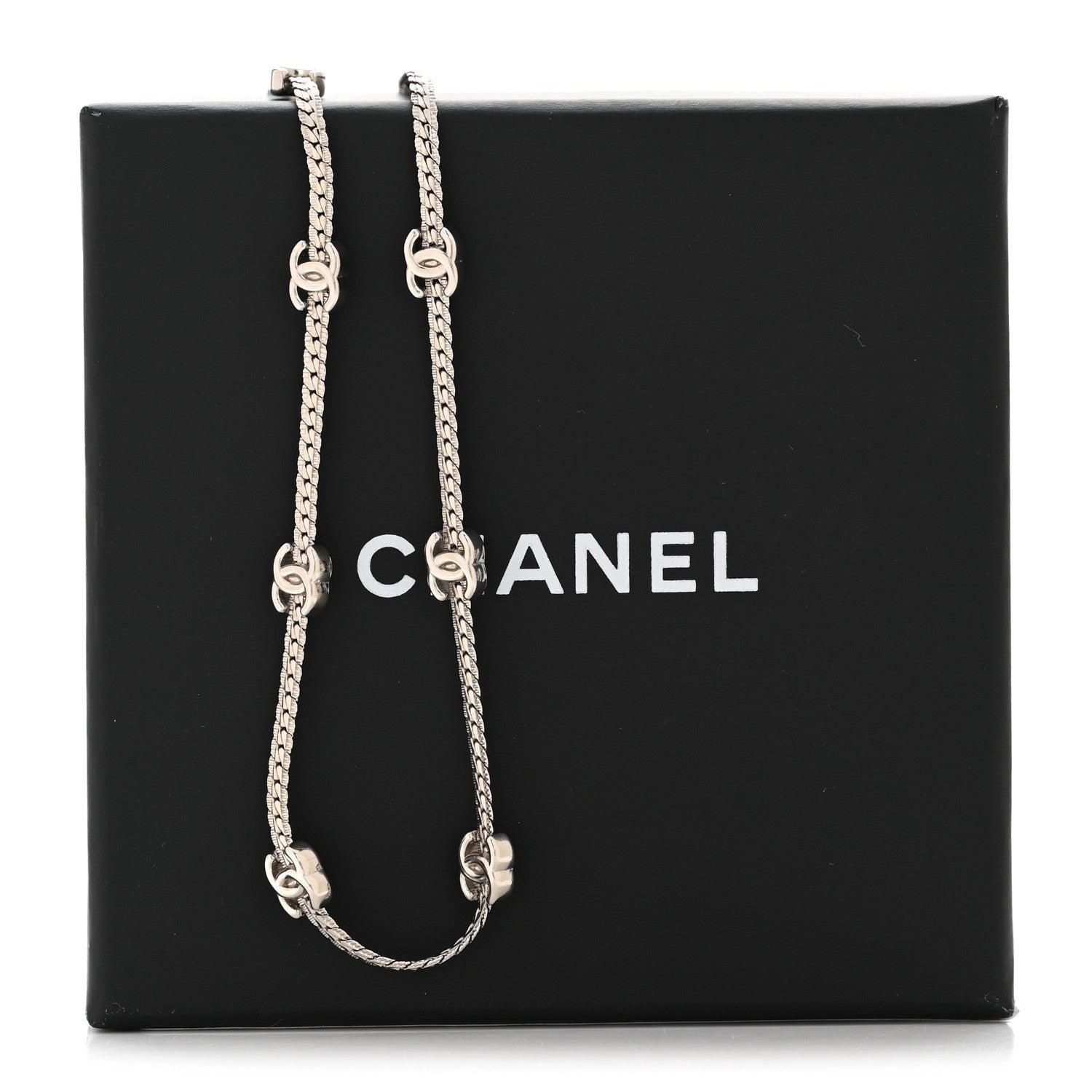 Chanel Metal CC Short Chain Necklace Silver 6 of 6