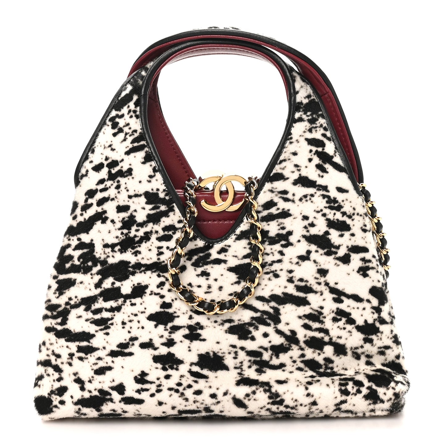 Pony Hair Printed Chic Lady Small Shopping Tote White Black