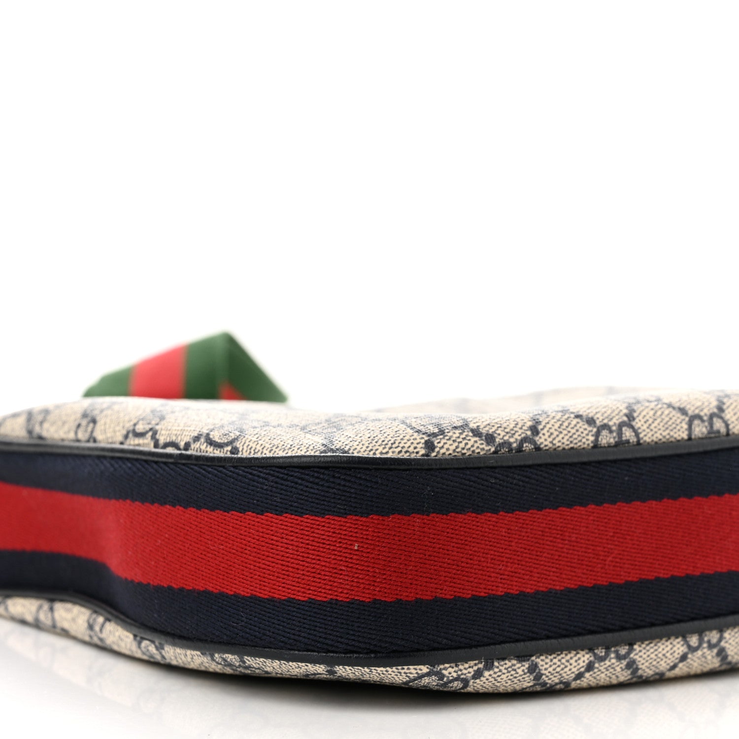 Gucci GG Supreme Monogram Textured Calfskin Web Small Attache Shoulder Bag Beige Blue 7 of 11