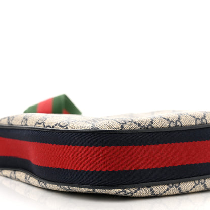 Gucci GG Supreme Monogram Textured Calfskin Web Small Attache Shoulder Bag Beige Blue 7 of 11
