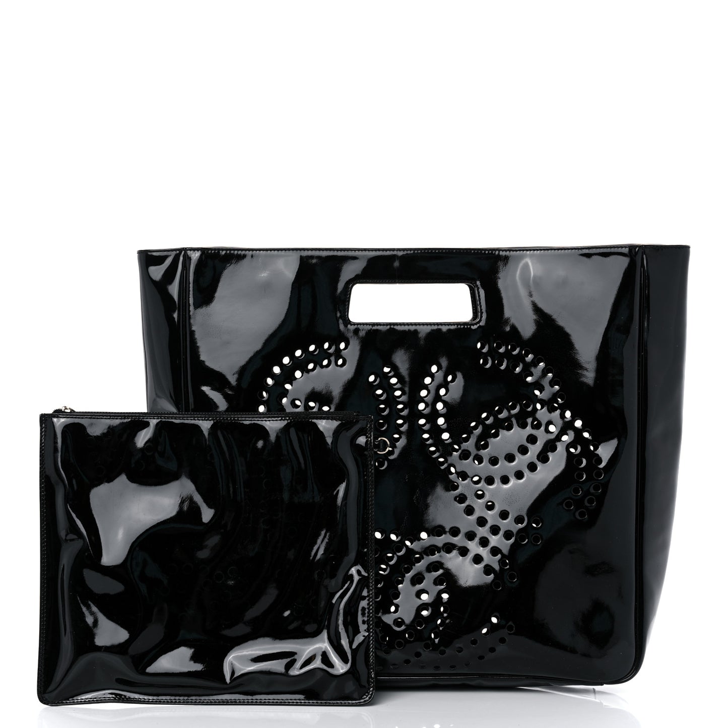 Patent Perforated CC Handle Bag Black