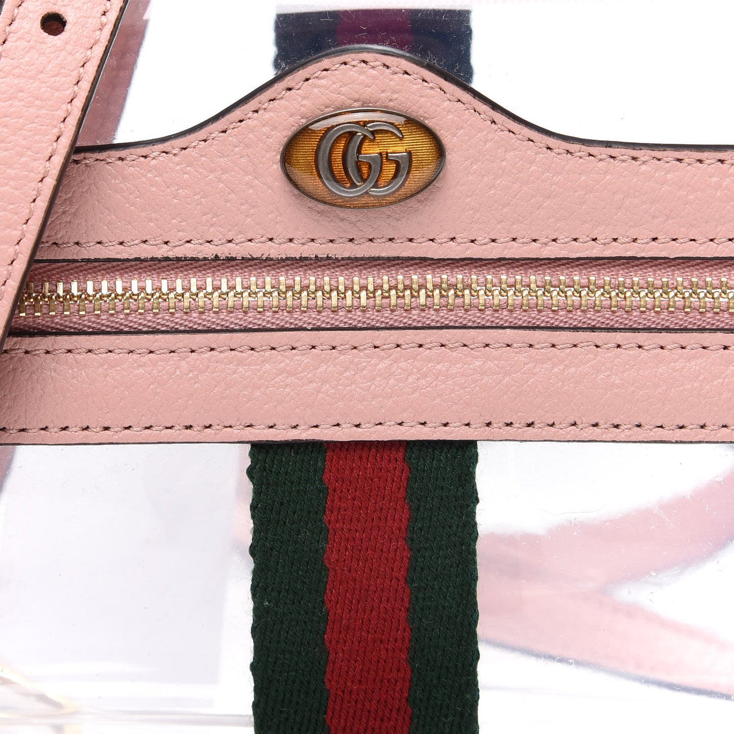 Vinyl Web Mini Ophidia Transparent Shoulder Bag Perfect Pink