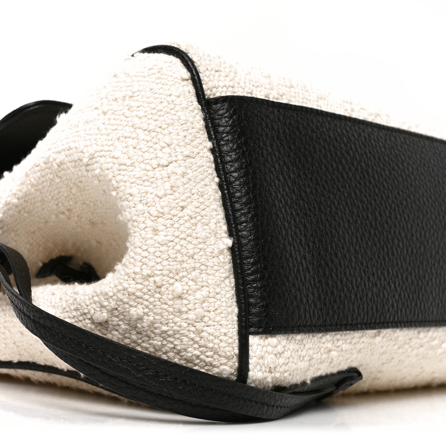 Grained Calfskin Boucle Urban Essentials Small Shopping Bag Black Ivory