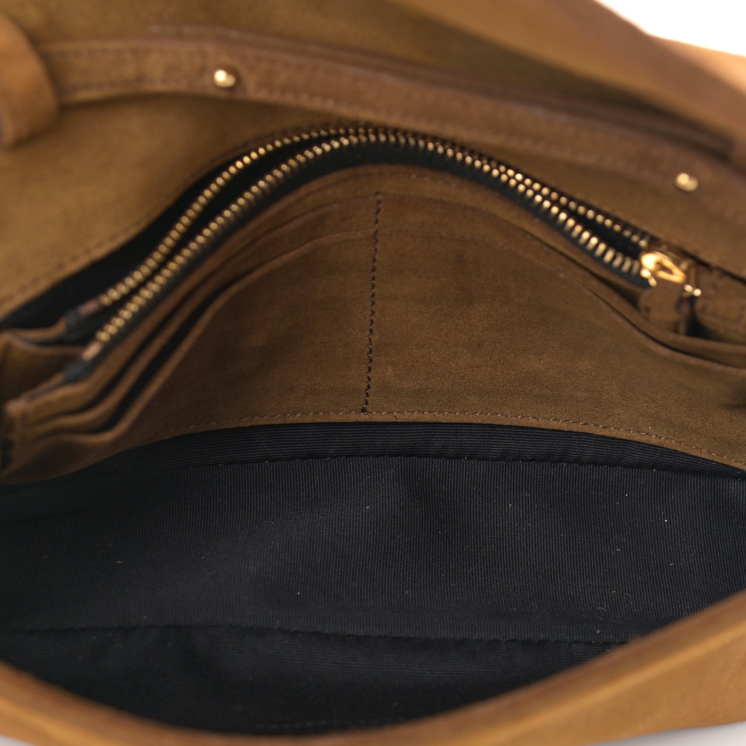 Saint Laurent Suede Monogram Chain Wallet Brown 5 of 13