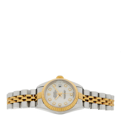 Rolex Stainless Steel 18K Yellow Gold Diamond 26mm Oyster Perpetual Datejust Watch White 69173 2 of 5