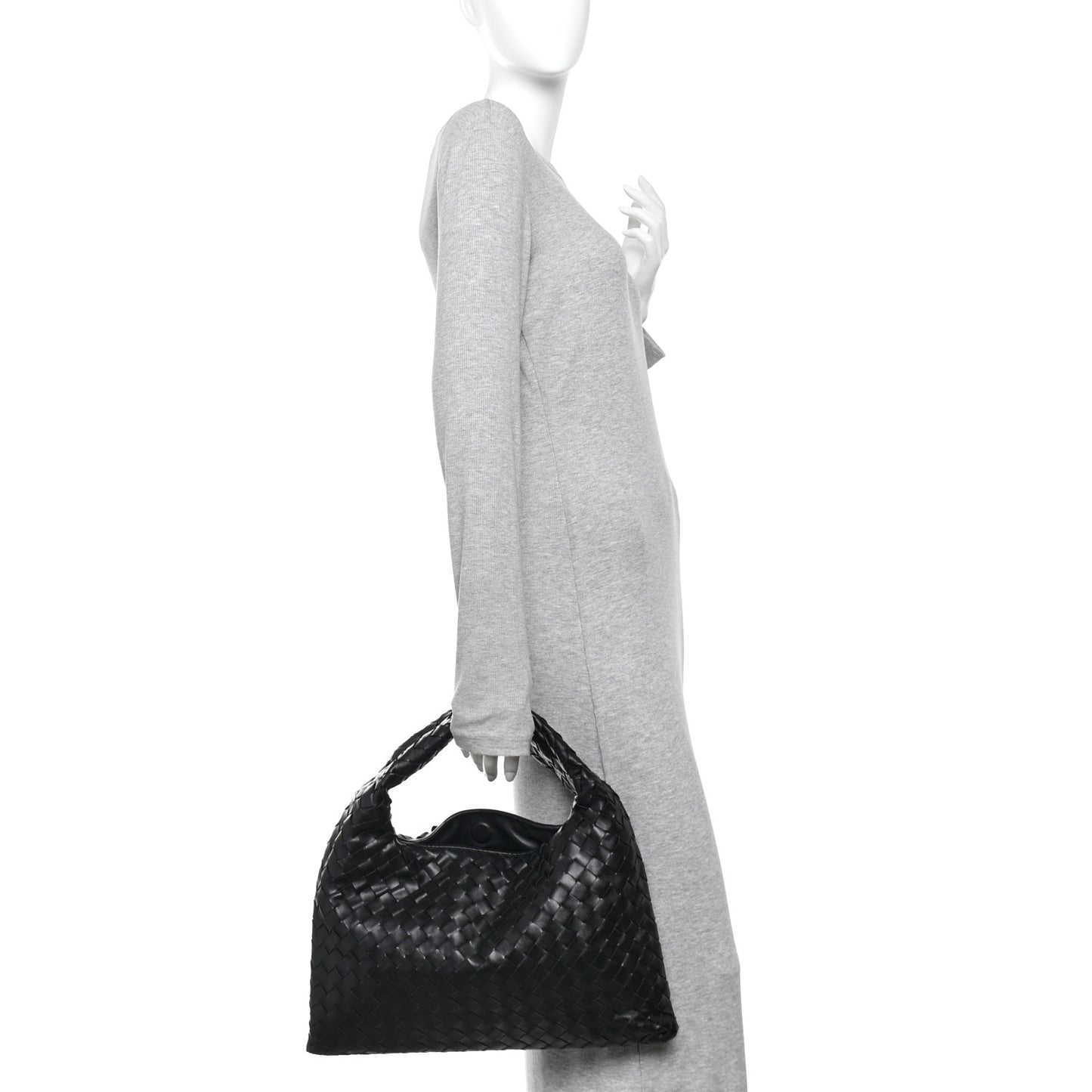 Calfskin Intrecciato Small Hop Black