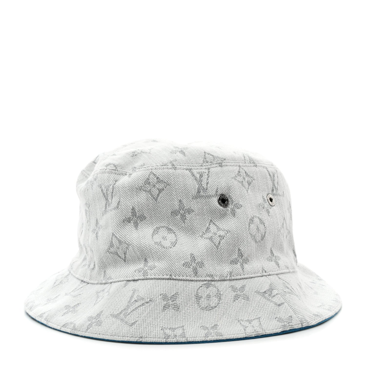Louis Vuitton Monogram Denim Transformable Bob Bucket Hat 60 White Blue 1 of 14