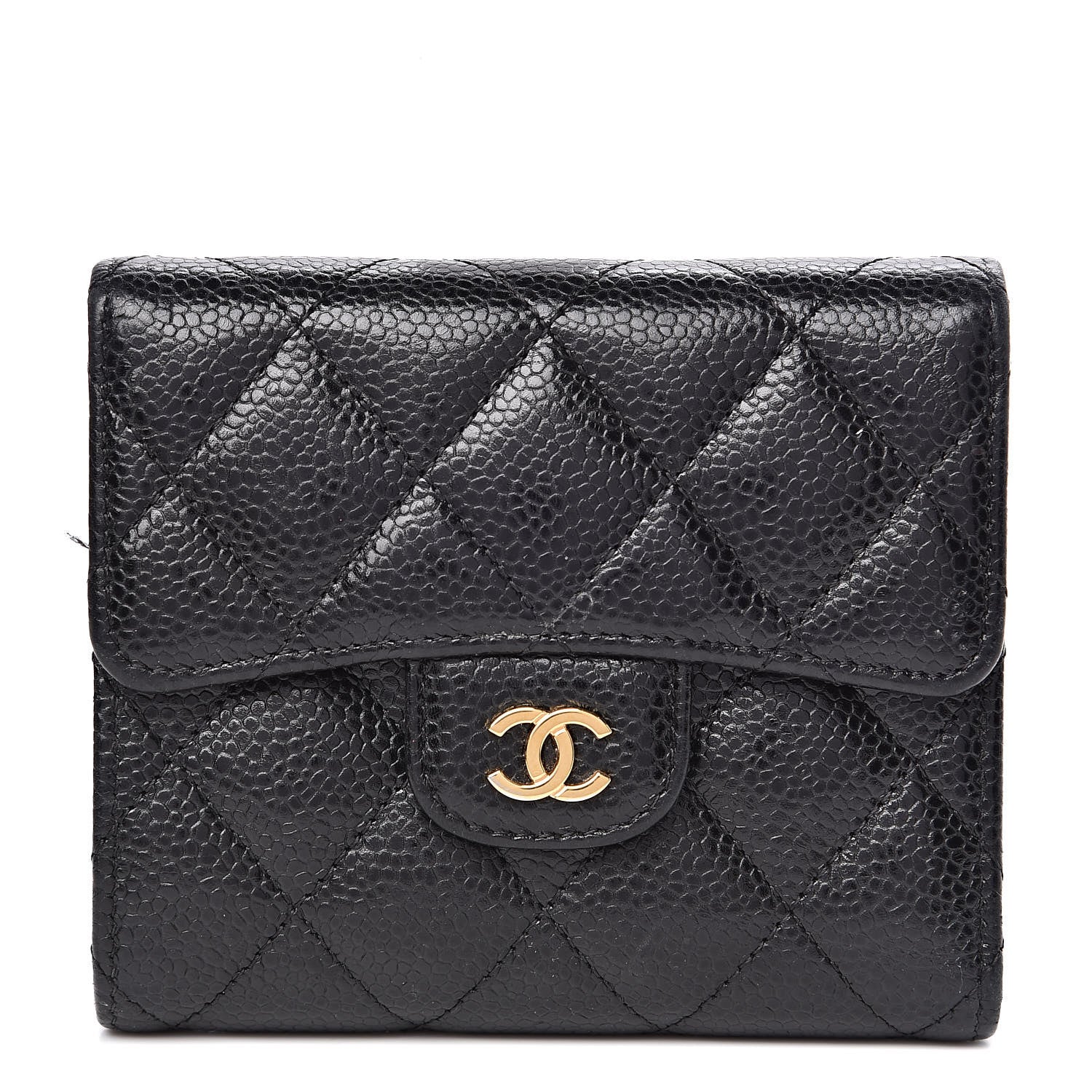 Chanel Caviar Quilted Compact Flap Wallet Black 1 of 10