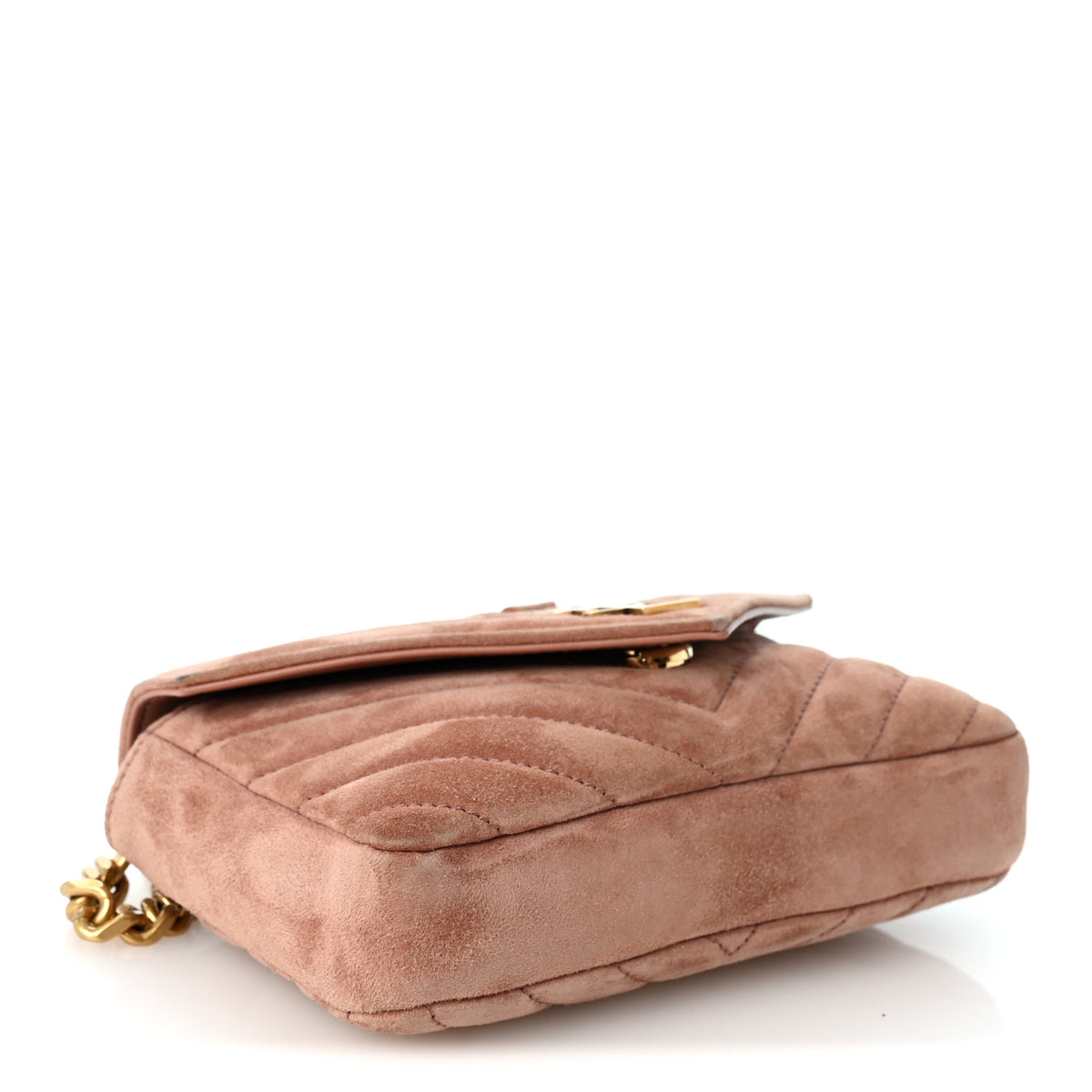 Suede Matelasse Chevron Monogram Mini College Bag Barely Pink
