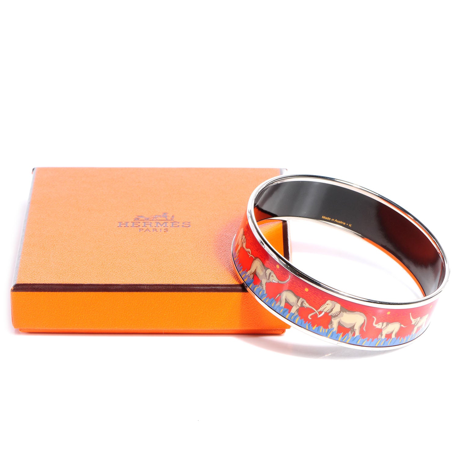 Hermes Enamel Printed Elephants Grazing Wide Bracelet 70 5 of 5