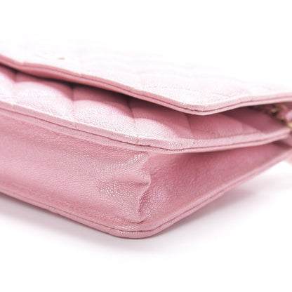 Chanel Iridescent Caviar Quilted Wallet on Chain WOC Pink 10 of 11
