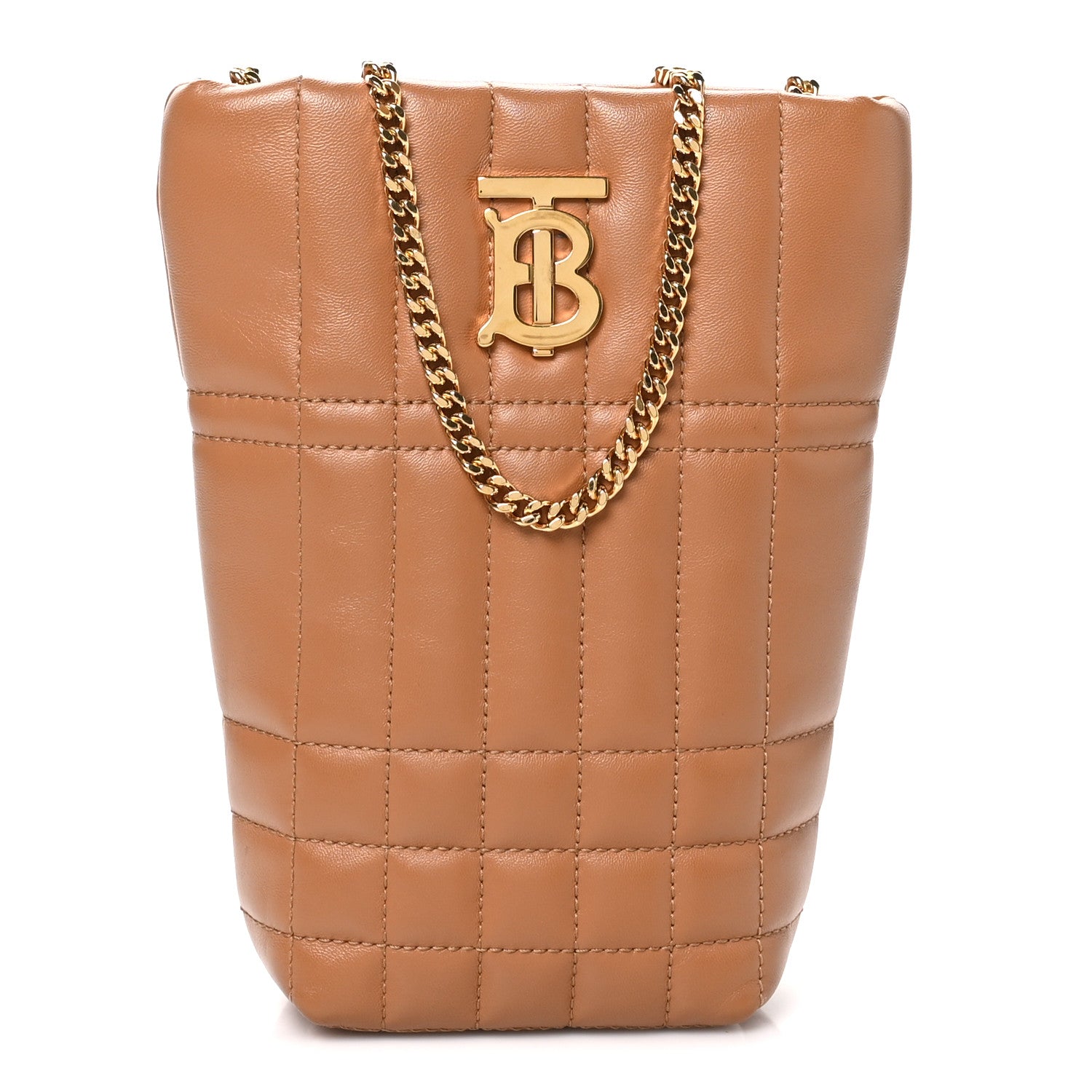Burberry Lambskin Quilted Micro Lola Bucket Bag Maple Brown 1 of 9