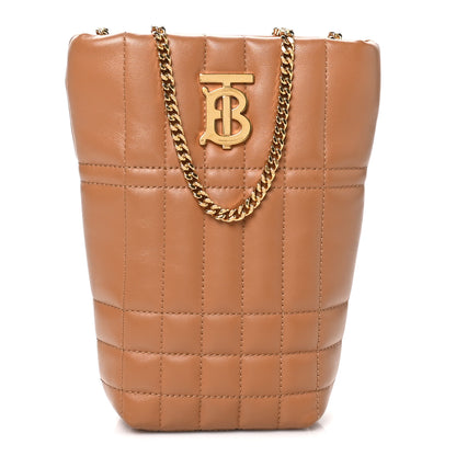 Burberry Lambskin Quilted Micro Lola Bucket Bag Maple Brown 1 of 9
