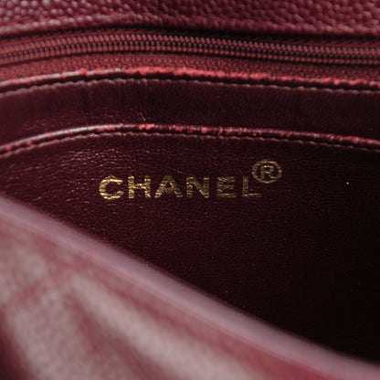 Chanel Caviar Stitched Shoulder Flap Burgundy 7 of 9
