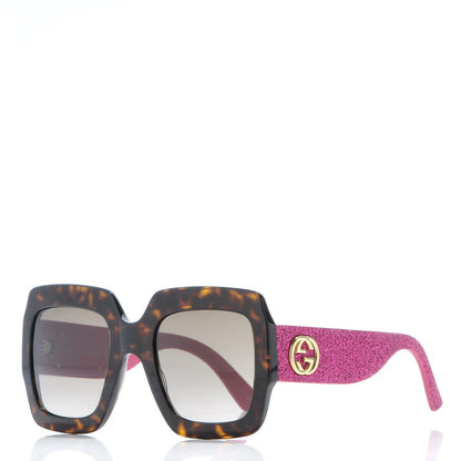 Gucci Square Frame GG0102S Sunglasses Glitter Pink Multi 1 of 9
