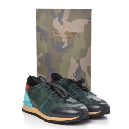 Valentino Garavani Nappa Suede Camouflage Rockrunner Sneakers 41.5 Multicolor 12 of 12