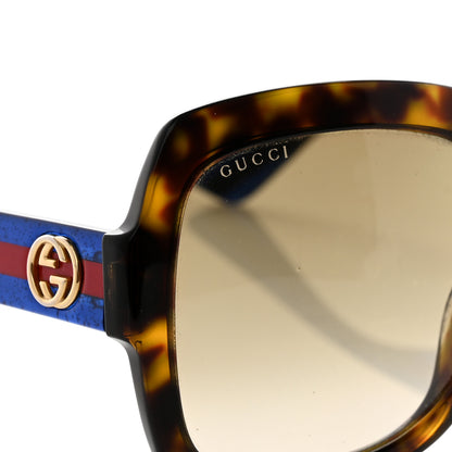 Gucci Acetate Square Frame Web Glitter Sunglasses GG0036S Brown Blue 7 of 11