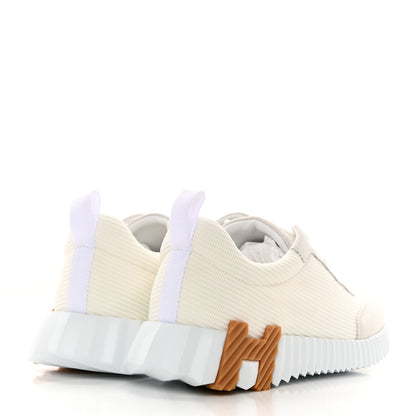 Hermes Technical Canvas Suede Goatskin Bouncing Sneakers 38.5 White 4 of 8