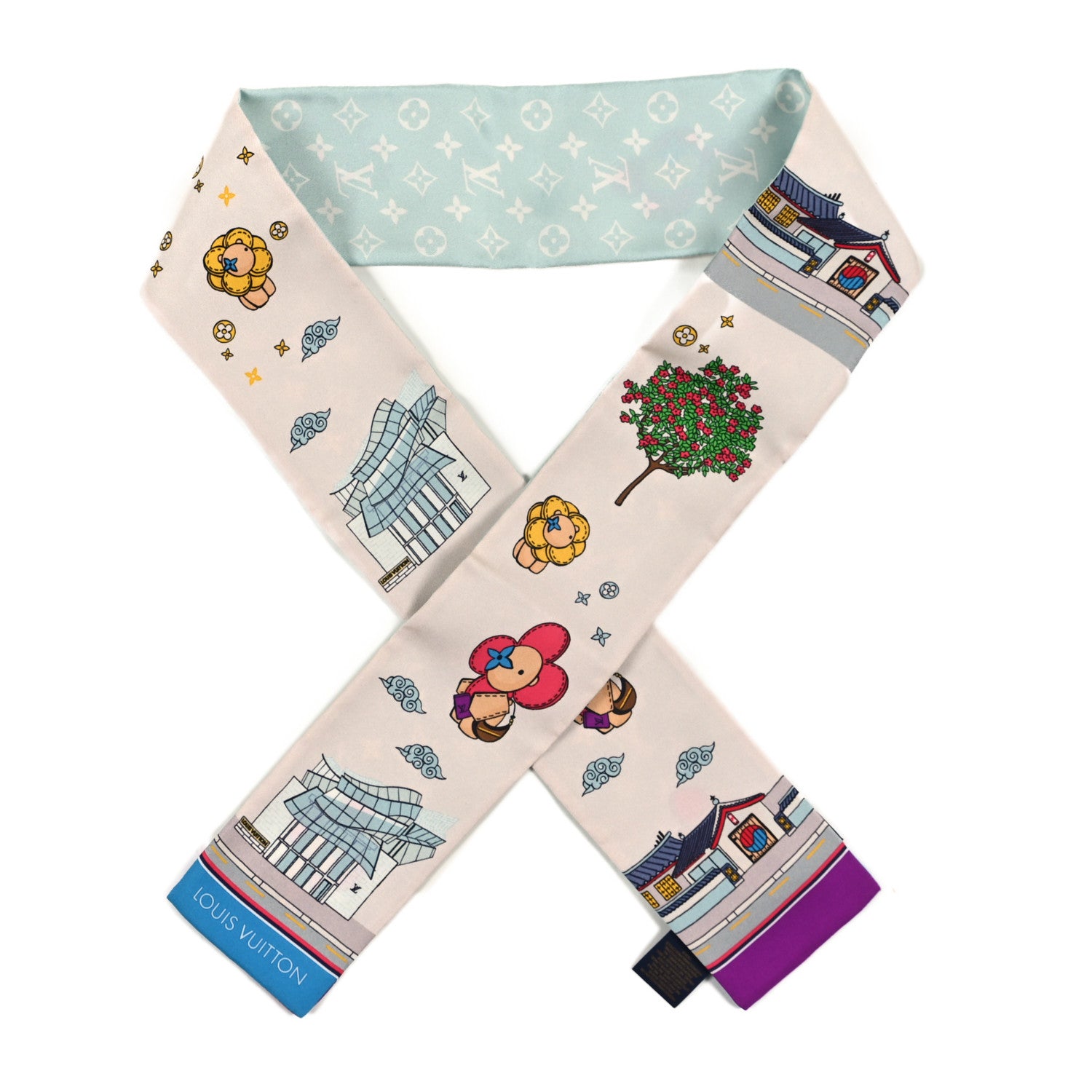 Louis Vuitton Silk Monogram Seoul Vivienne Bandeau Light Blue 1 of 3