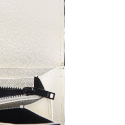 Saint Laurent Grain De Poudre Matelasse Chevron Monogram Flap Wallet Porcellana Black 7 of 9
