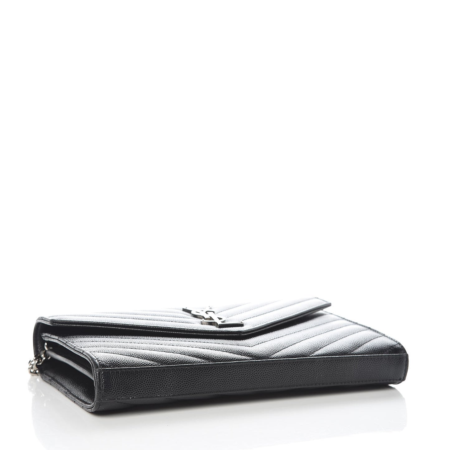Grain De Poudre Matelasse Chevron Monogram Chain Wallet Black