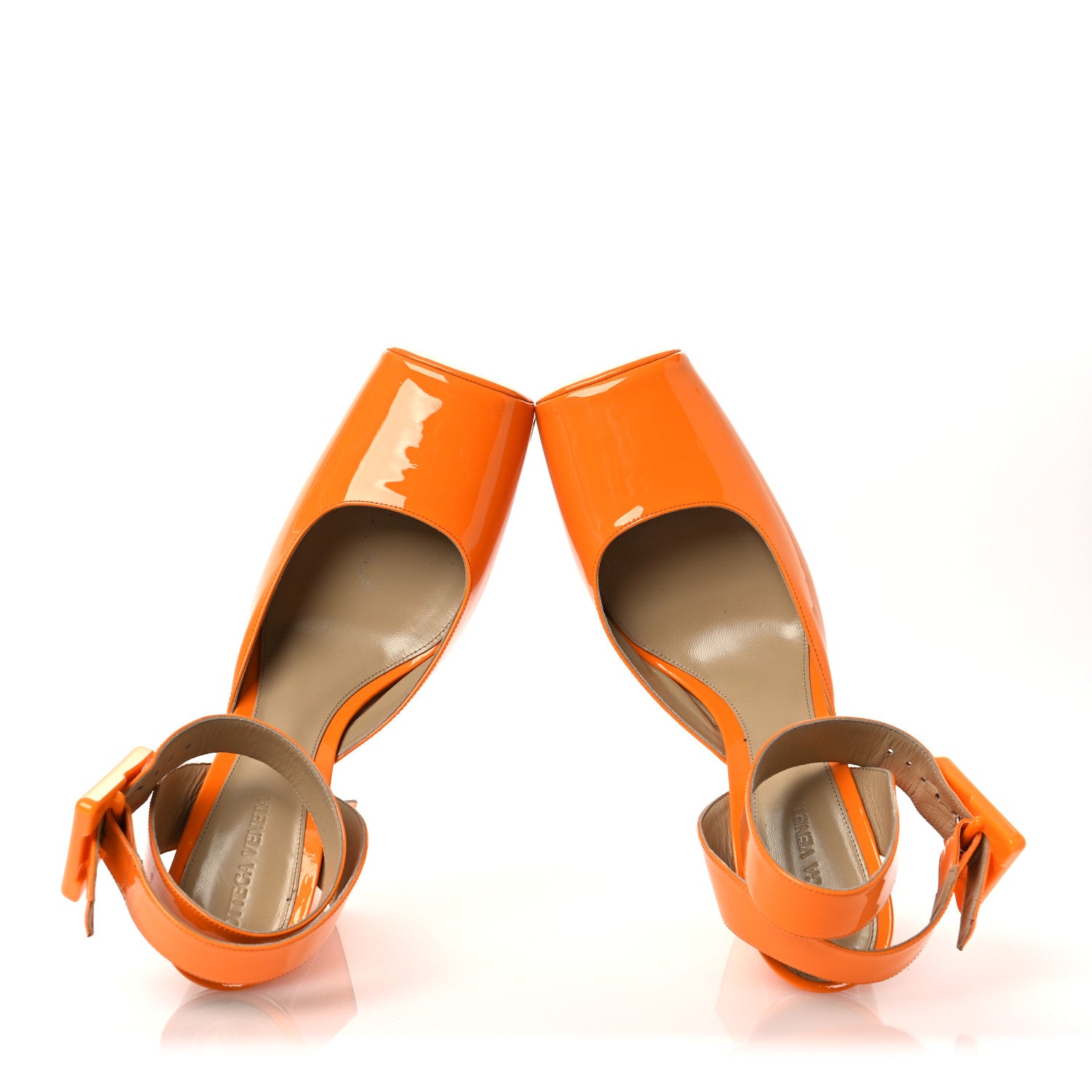 Bottega Veneta Supergloss Patent Tower 40/140mm Platform Pumps 40.5 Tangerine 2 of 12