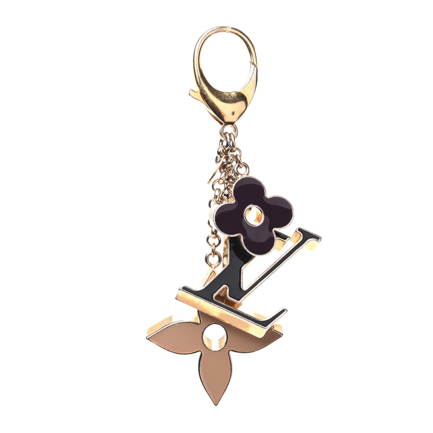 Fleur De Monogram Bag Charm Dore