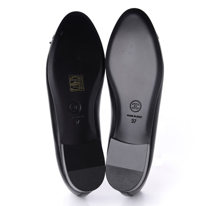 Chanel Lambskin Patent Cap Toe Ballerina Flats 37 Black 6 of 12