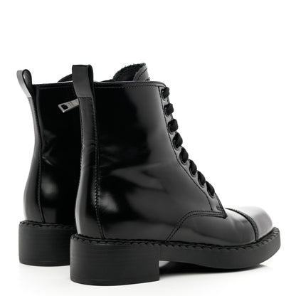 Prada Spazzolato Chocolate 50mm Combat Boots 35.5 Black 4 of 9