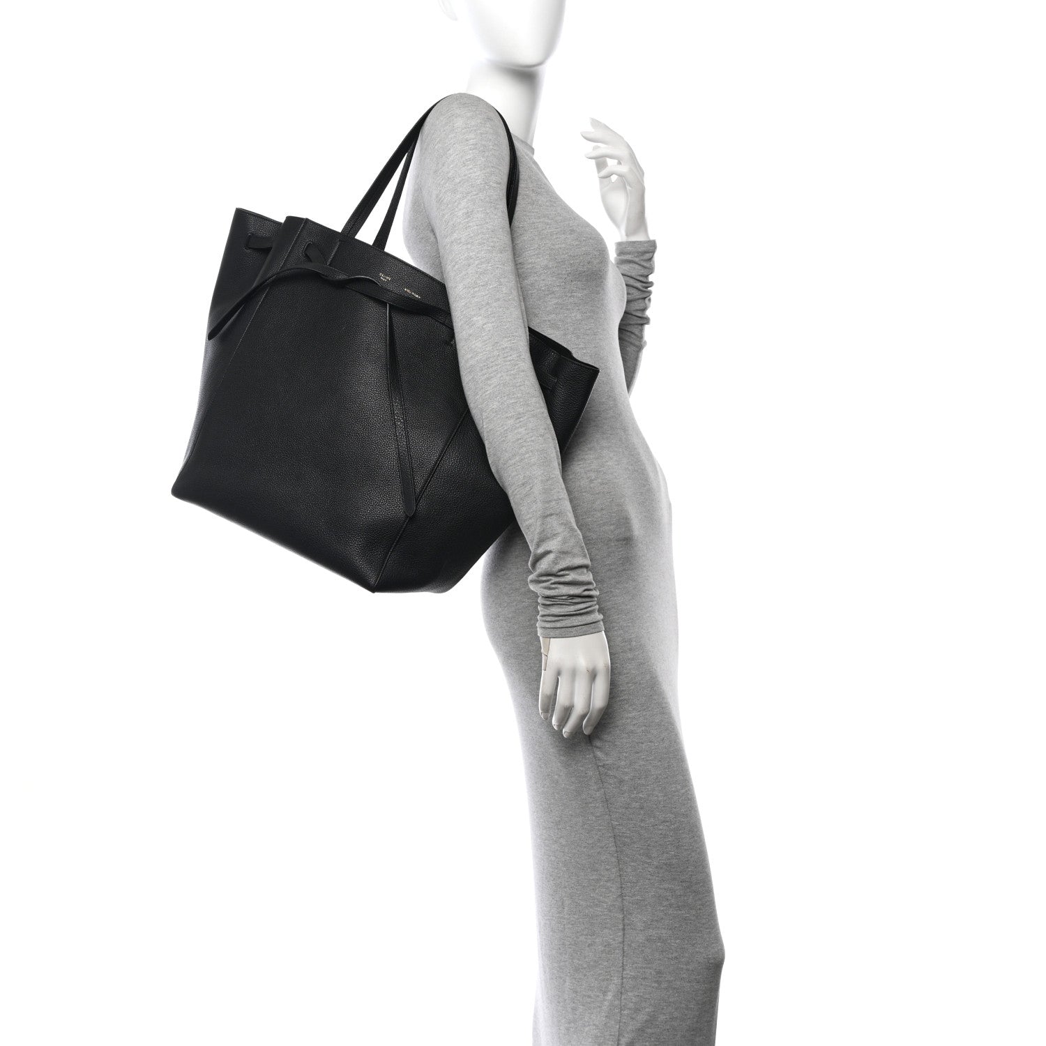 Celine Soft Grained Calfskin Medium Belt Cabas Phantom Black 2 of 10
