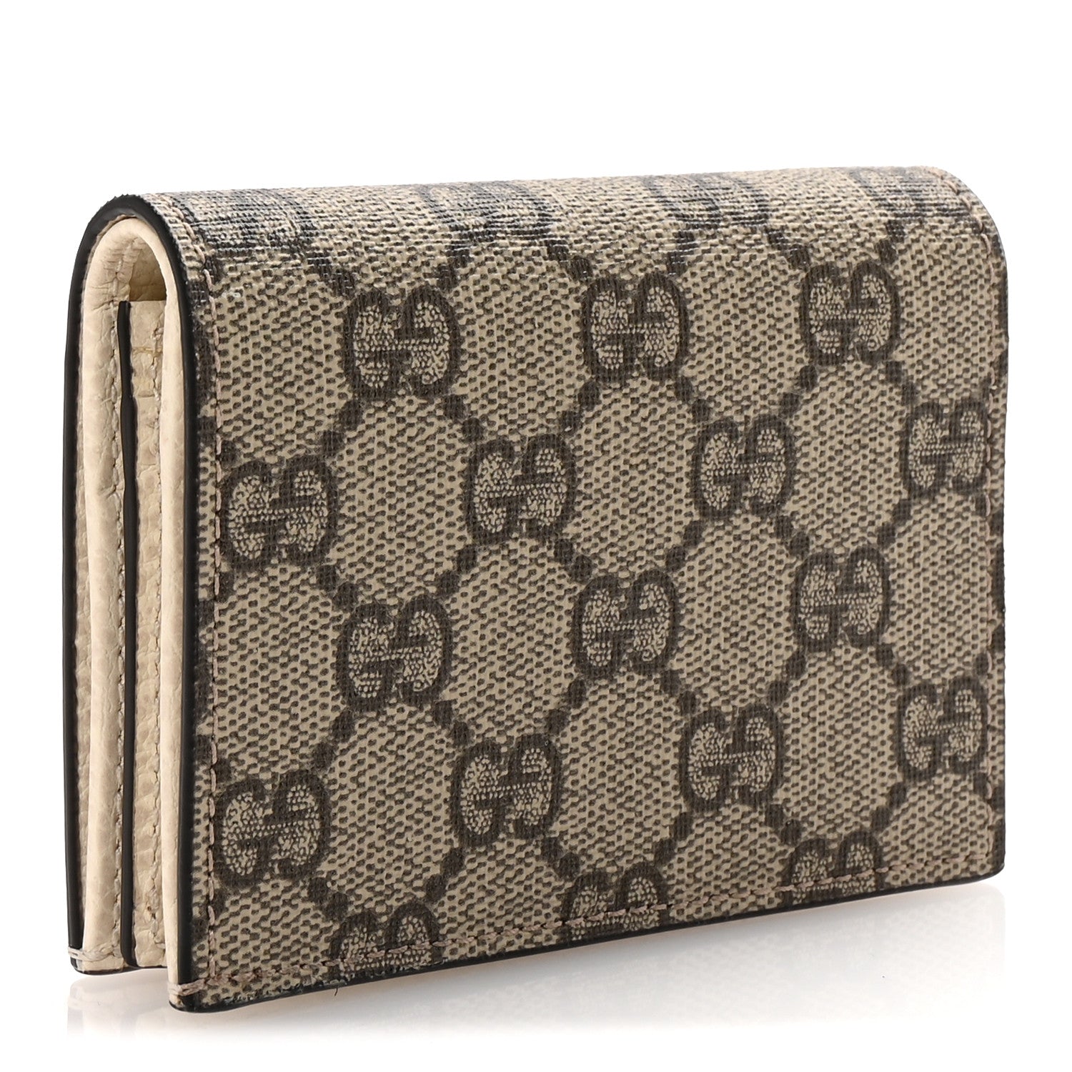 Gucci Dollar Calfskin GG Supreme Monogram GG Marmont Card Case Mystic White Beige Ebony 3 of 8