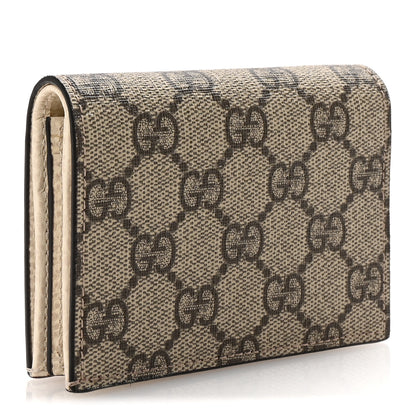 Gucci Dollar Calfskin GG Supreme Monogram GG Marmont Card Case Mystic White Beige Ebony 3 of 8