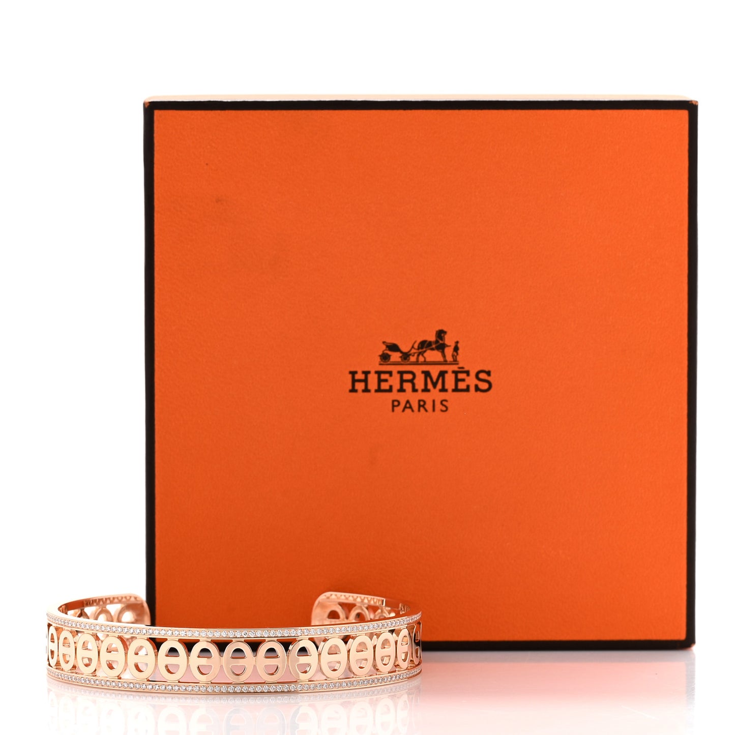 18K Rose Gold Diamond PM Chaine d'Ancre Divine Cuff Bracelet LG