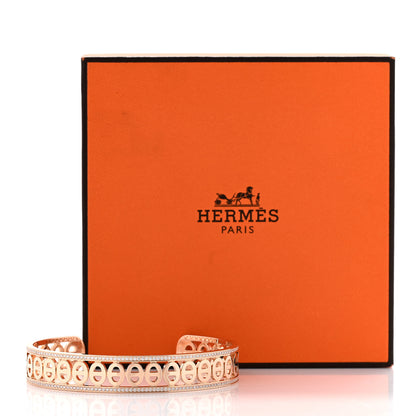 Hermes 18K Rose Gold Diamond PM Chaine d'Ancre Divine Cuff Bracelet LG 4 of 4