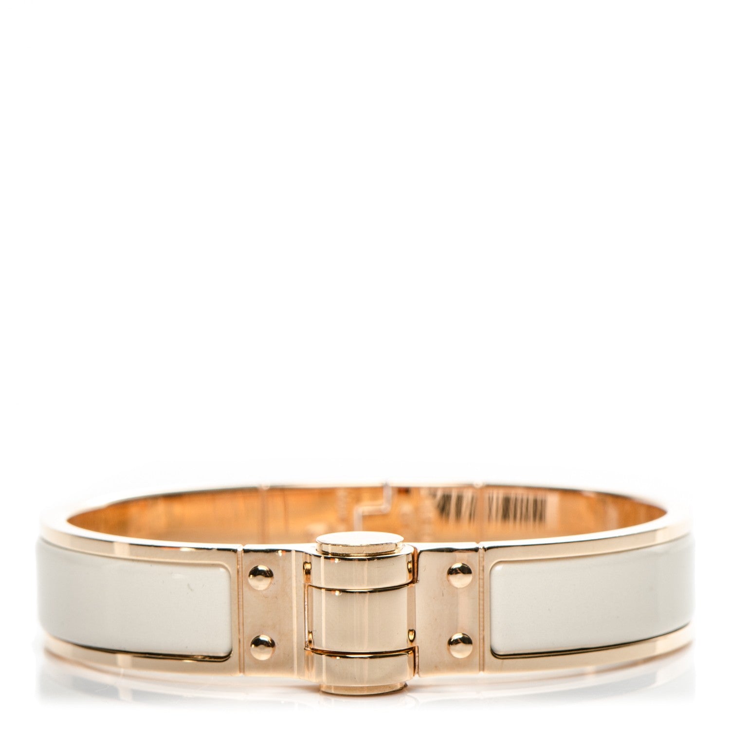 Hermes Enamel Narrow Charniere Hinged Bracelet S Pannacotta 1 of 6