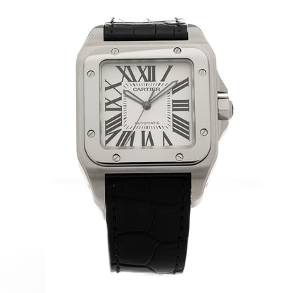Cartier Stainless Steel Alligator 38mm Santos 100 Automatic Watch 1 of 4