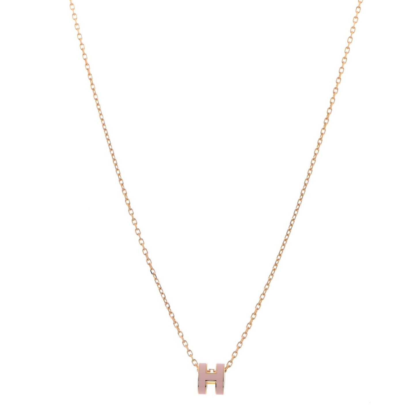 Lacquered Rose Gold Mini Pop H Pendant Necklace Rose Dragee