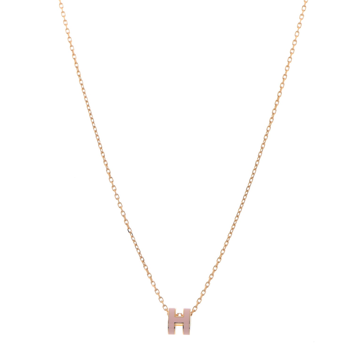Hermes Lacquered Rose Gold Mini Pop H Pendant Necklace Rose Dragee 1 of 5