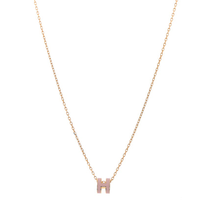 Hermes Lacquered Rose Gold Mini Pop H Pendant Necklace Rose Dragee 1 of 5