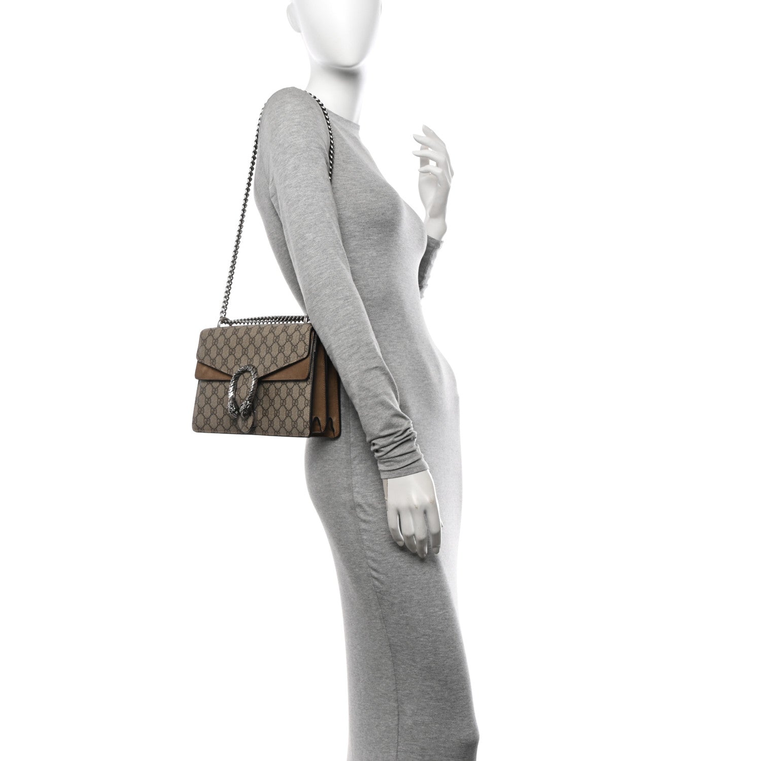 Gucci GG Supreme Monogram Small Dionysus Shoulder Bag Taupe 2 of 12