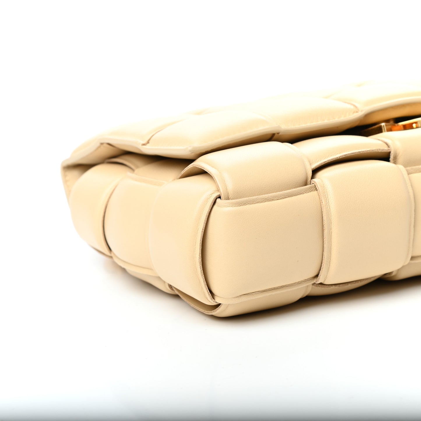 Lambskin Maxi Intreccio Padded Chain Cassette Crossbody Bag Porridge
