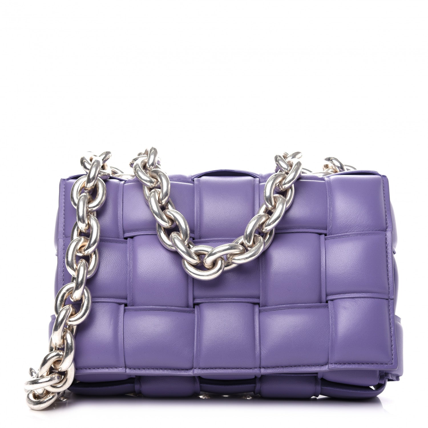 Bottega Veneta Lambskin Maxi Intreccio Padded Chain Cassette Crossbody Bag Lavender 1 of 8