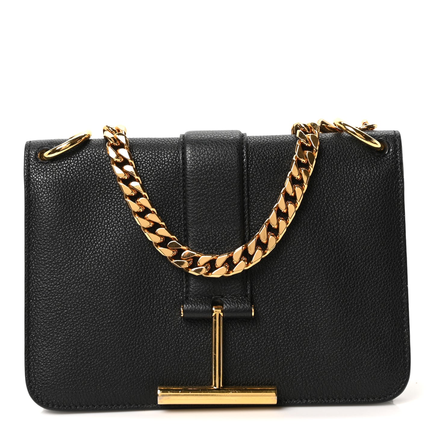 Grained Calfskin Tara Chain Shoulder Bag Black