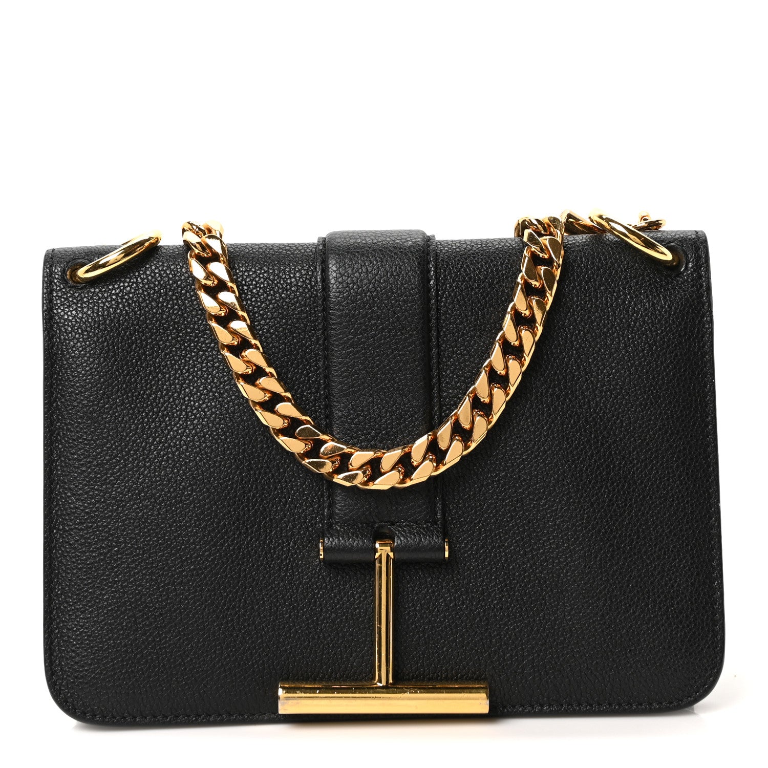 Tom Ford Grained Calfskin Tara Chain Shoulder Bag Black 1 of 9