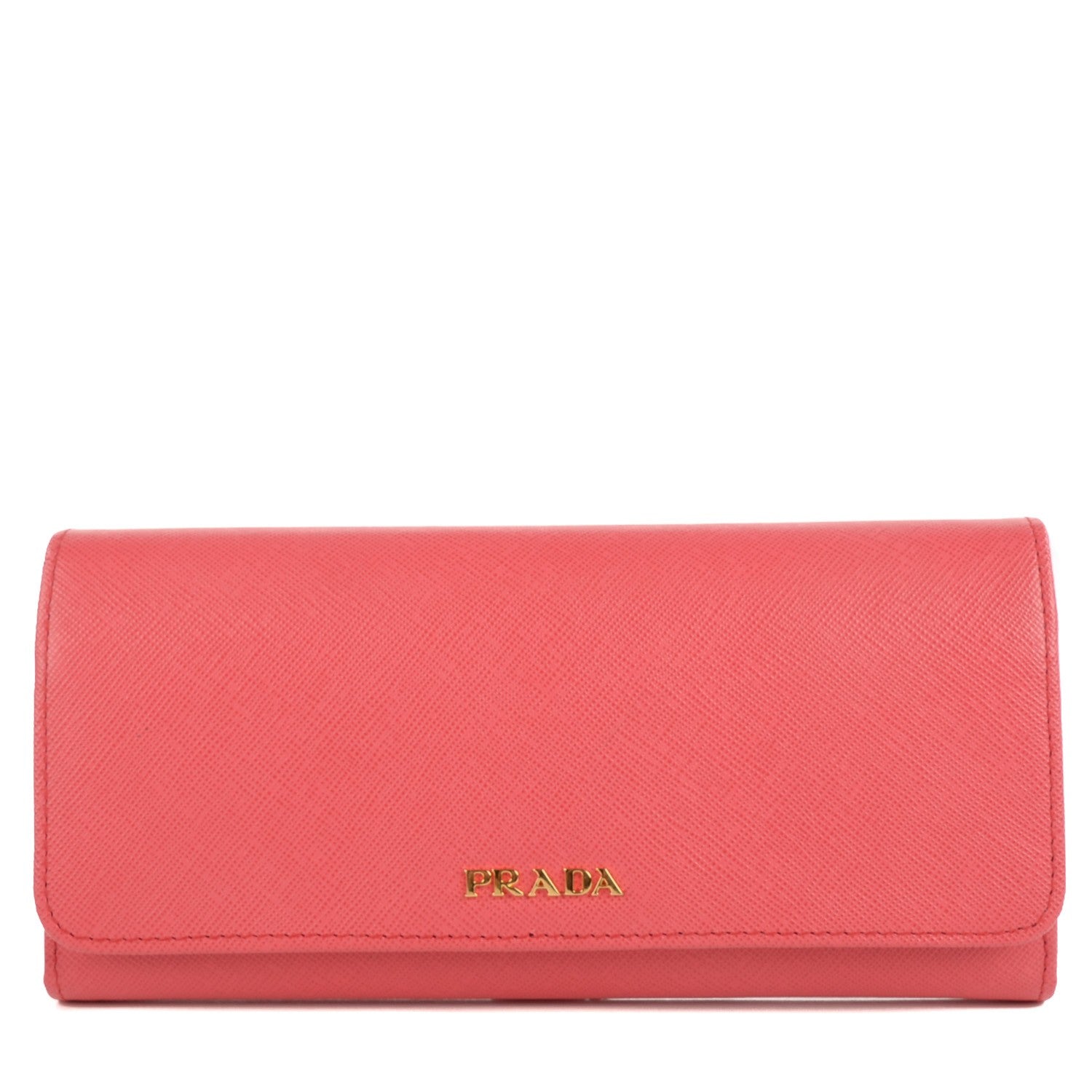 Prada Saffiano Bi-Color Phenix Flap Over Wallet Fragola Talco 1 of 10