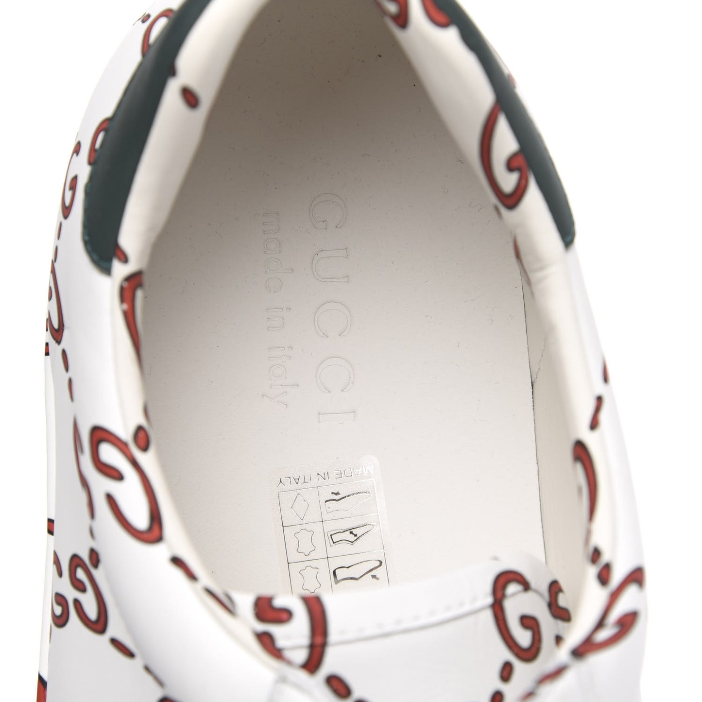 Calfskin GucciGhost Print Mens Ace Sneakers 12 White Hibiscus Red